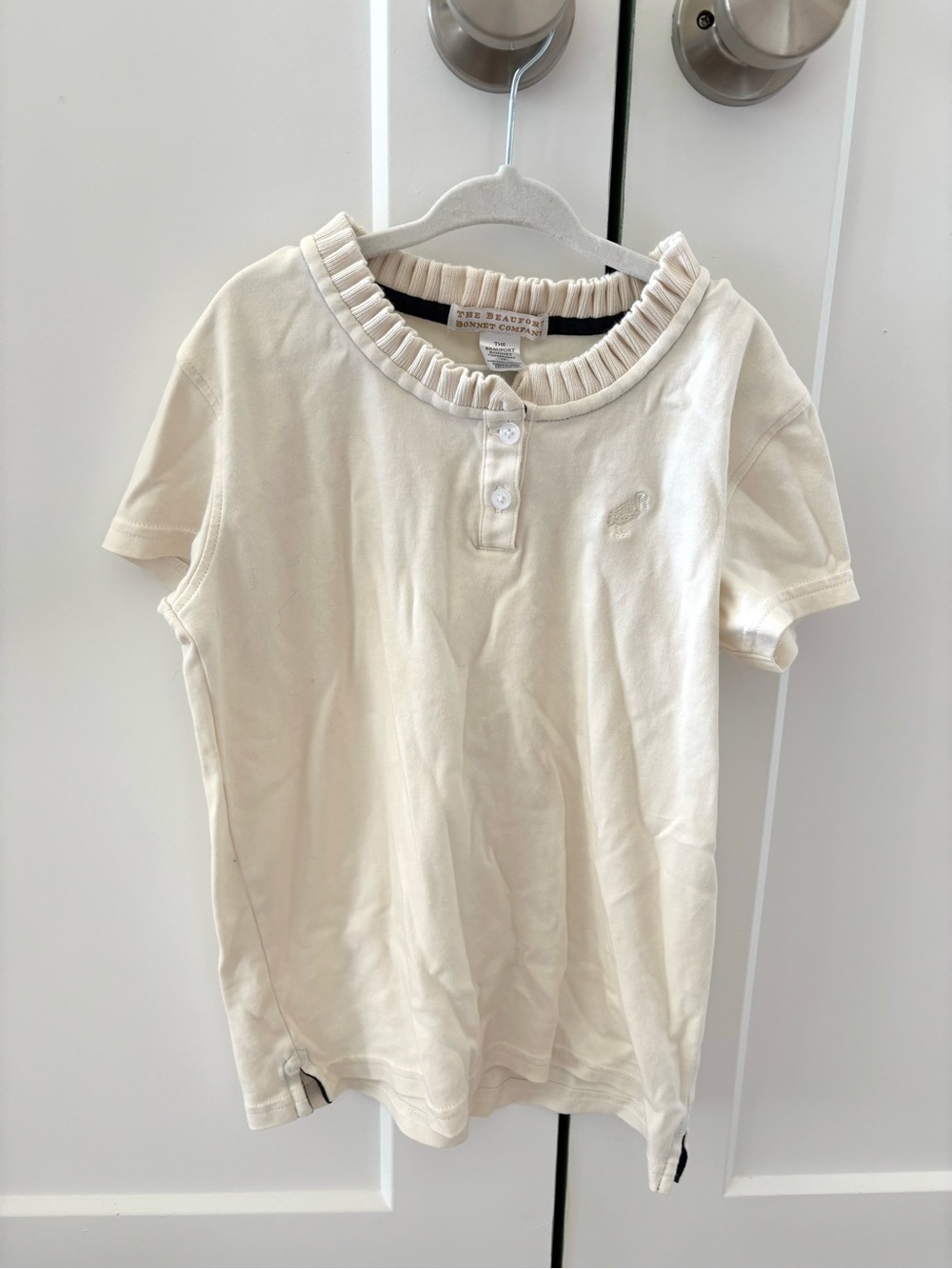TBBC Girls Cream Ruffle Collar Polo Shirt